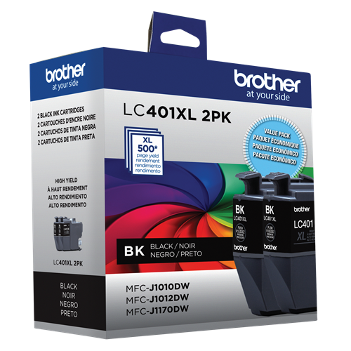 Brother Genuine LC401XL2PKS High-Yield Black Ink Cartridge 2-Pack