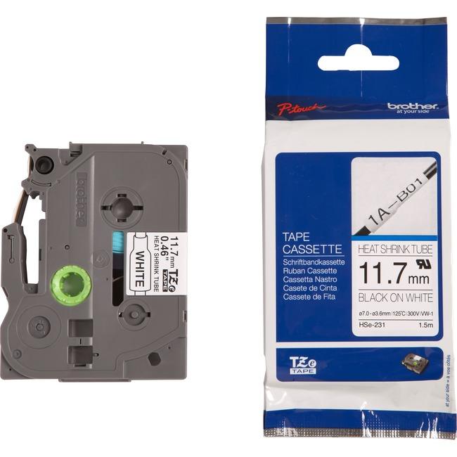 Brother HSE231 Black on White Heat Shrink Tube Label 11.7 mm x 1.5 m