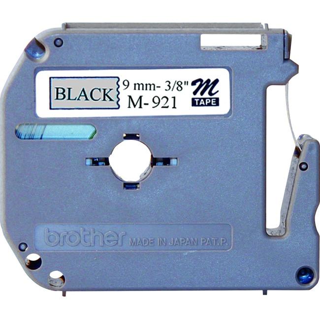 Brother Genuine M921 Black on Silver Non-Laminated Tape for P-touch Label Makers, 9 mm wide x 8 m long