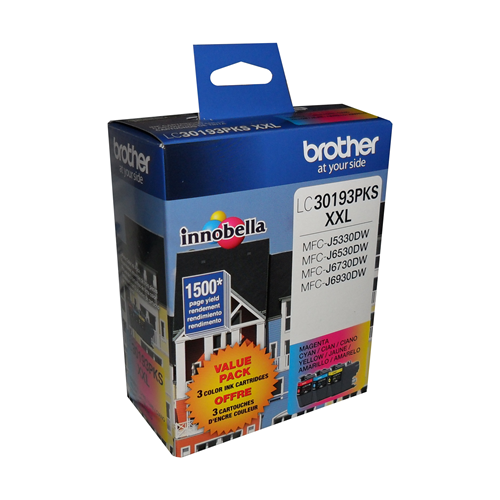 Brother LC30193PKS Innobella Cyan, Magenta, Yellow Ink Cartridges, Super High Yield
