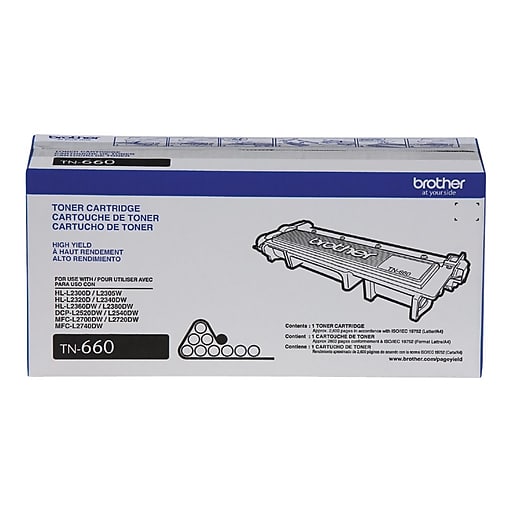 Brother tn-660 Black Toner Cartridge, High Yield, Genuine OEM
