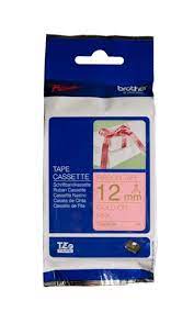Brother Genuine TZERE34 Decorative Gold on Pink Satin Ribbon for P-touch Label Makers, 12 mm wide x 4 m long