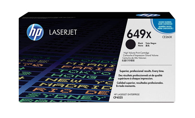 HP ce260x LaserJet CP4525 Black Toner Cartridge, High Yield, Genuine OEM