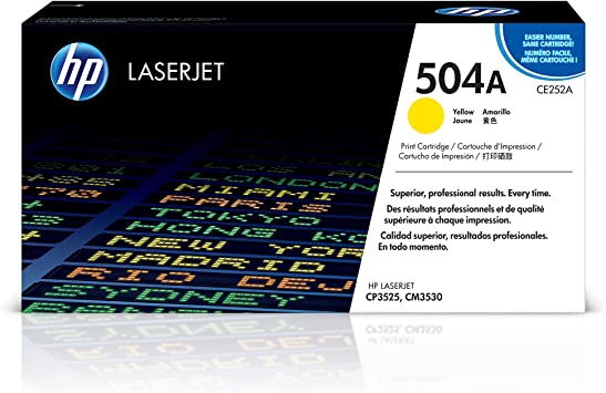 HP ce252aLaserJet CP3525 Yellow Toner Cartridge, Genuine OEM