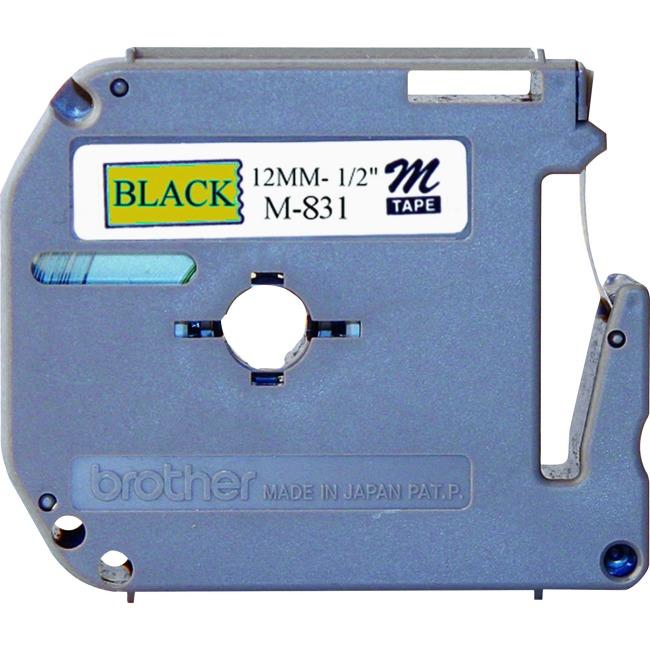 Brother Genuine M831 Black on Gold Non-Laminated Tape for P-touch Label Makers, 12 mm wide x 8 m long
